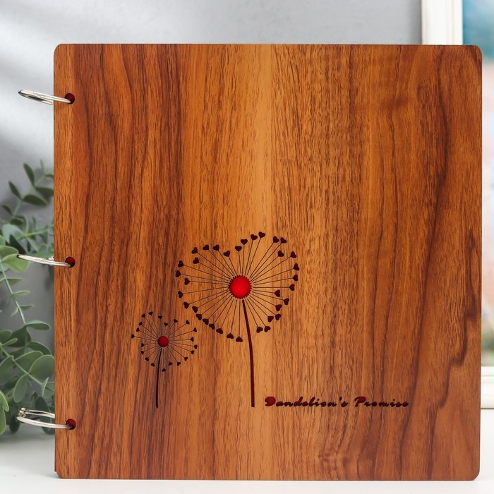 Фотоальбом 30 листов Фотоальбом 30 листов "Сердечные одуванчики" (уголки+кольца) 26х26х2 см