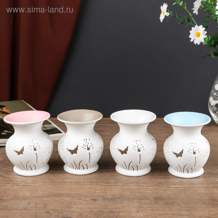 Аромалампа керамика Аромалампа керамика "Бабочки на вазе" МИКС 9,5х7,5х7,5 см
