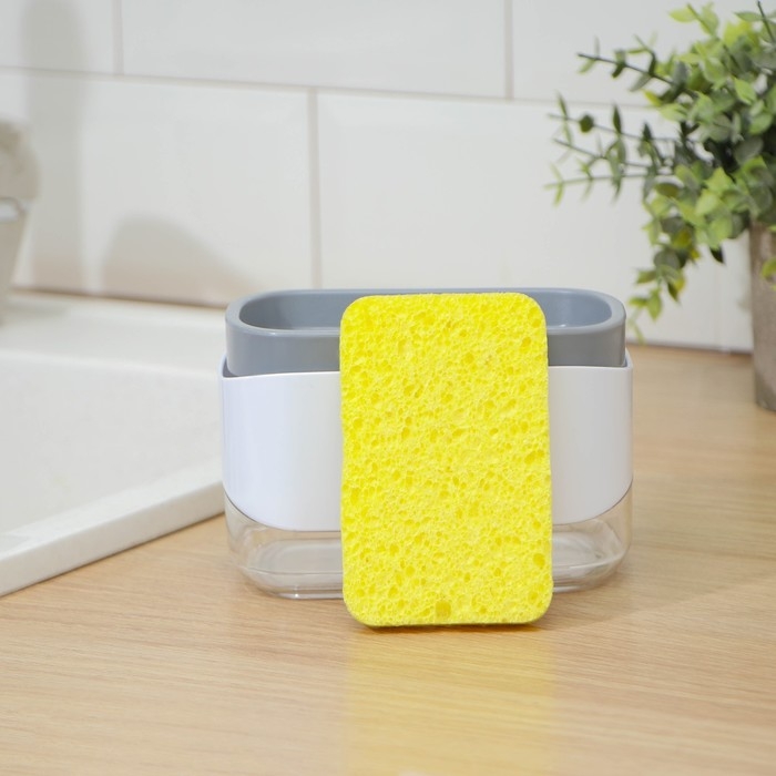 Дозатор для моющего средства с подставкой для губки Raccoon, губка в комплекте Дозатор для моющего средства с подставкой для губки Raccoon, губка в комплекте