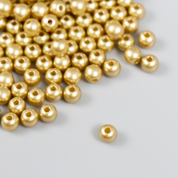 Набор бусин Набор бусин "Рукоделие" пластик, диаметр 6 мм, 25 гр, золотой