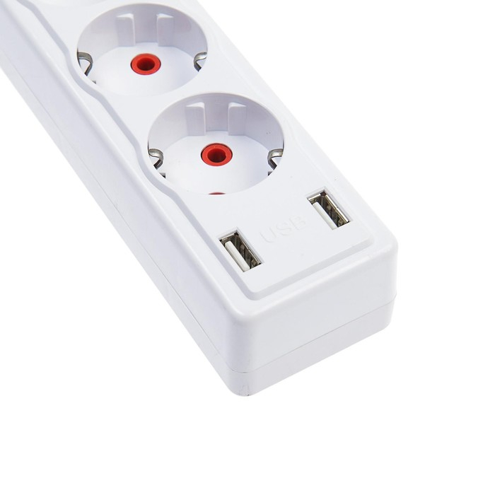 Удлинитель Luazon Lighting, 3 розетки, 3 м, 10 А, 2200 Вт, 2х0.75 мм2, 2хUSB, с выкл., Б Удлинитель Luazon Lighting, 3 розетки, 3 м, 10 А, 2200 Вт, 2х0.75 мм2, 2хUSB, с выкл., Б