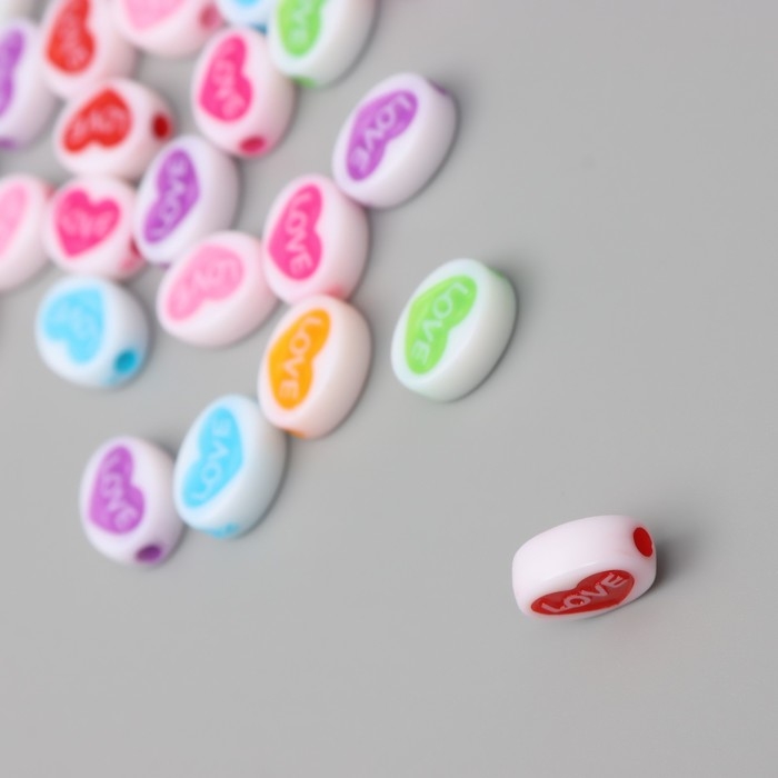 Бусины для творчества пластик Бусины для творчества пластик "Сердце в овале" МИКС набор 20 гр 1,3х1х0,5 см