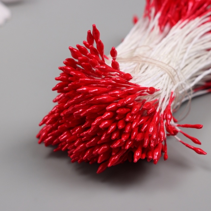 Тычинки для искусственных цветов глянец "Рисинки" красный набор 360 шт длина 6 см