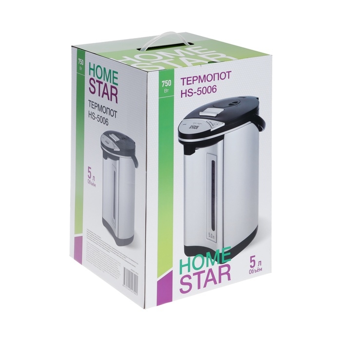 Термопот HomeStar HS-5006, 750 Вт, 5 л, серебристо-чёрный Термопот HomeStar HS-5006, 750 Вт, 5 л, серебристо-чёрный
