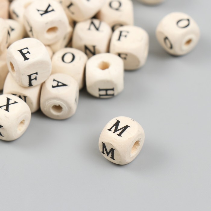 Набор бусин для творчества дерево Набор бусин для творчества дерево "Английский алфавит" (набор50 шт) 1х1х1 см