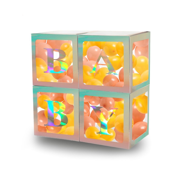 Набор коробок для воздушных шаров BABY, перламутр, 30х30х30 см, в упаковке 4 шт. + подарок Набор коробок для воздушных шаров BABY, перламутр, 30х30х30 см, в упаковке 4 шт. + подарок