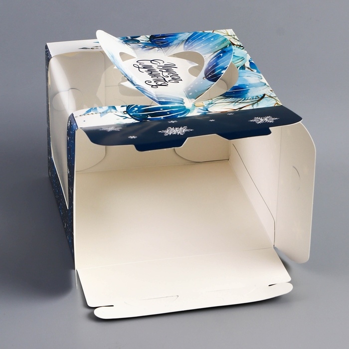 Новый год. Коробка под бенто-торт с окном Новый год. Коробка под бенто-торт с окном "С Новым годом!", 16 х 16 х 12,5 см