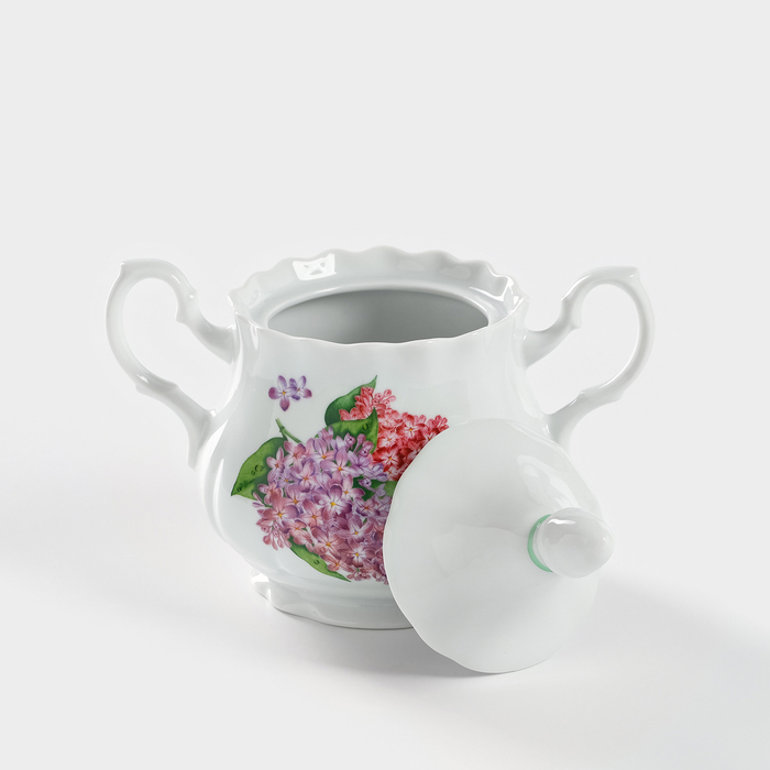 Сахарница фарфоровая «Сирень», 550 мл, с крышкой Сахарница фарфоровая «Сирень», 550 мл, с крышкой