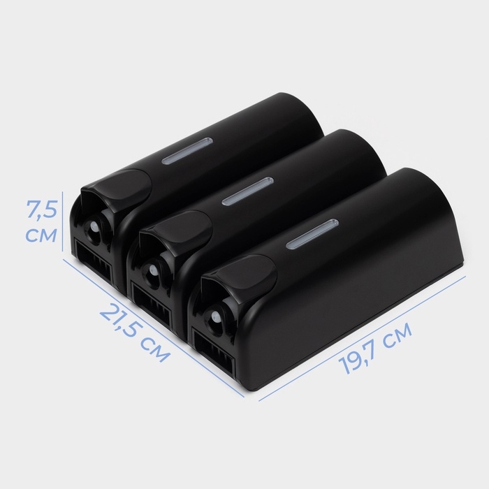 Диспенсер для мыла SAVANNA, механический, 3 отсека по 350 мл: шампунь, кондиционер, гель, чёрный Диспенсер для мыла SAVANNA, механический, 3 отсека по 350 мл: шампунь, кондиционер, гель, чёрный