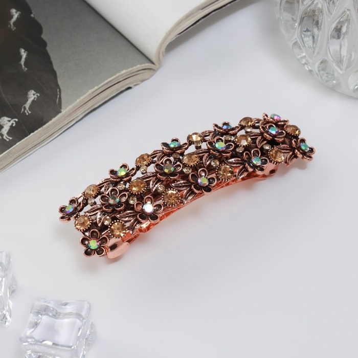 Заколка-автомат Заколка-автомат "Сессилия" прямой, 9 см, красное золото