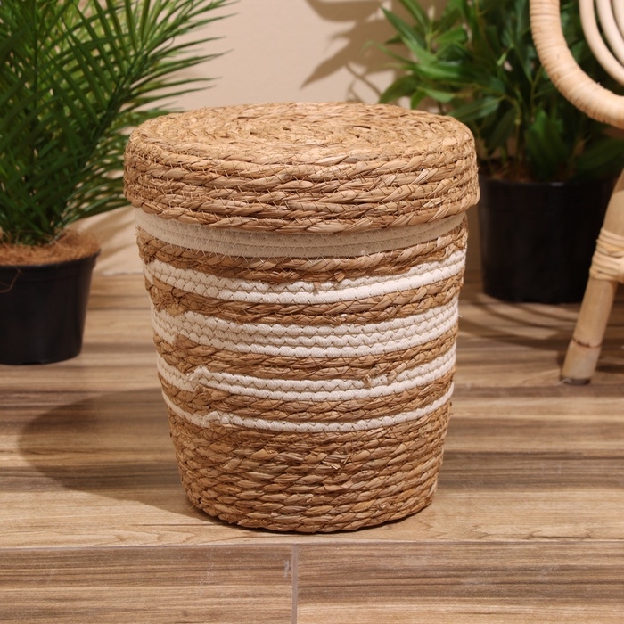 Набор плетёных корзин с крышкой, 3 шт, 36х36х37 см Набор плетёных корзин с крышкой, 3 шт, 36х36х37 см