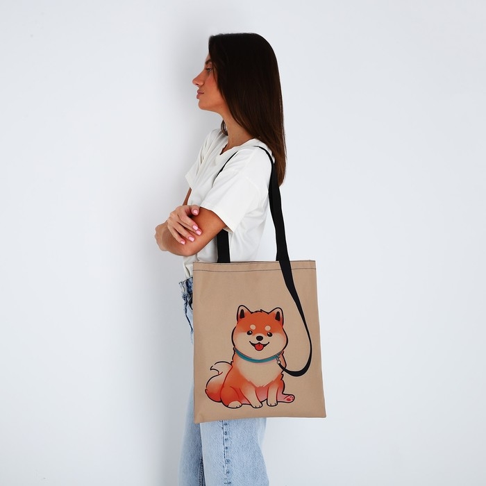 Шопер «Сиба-ину», 35х0.5х40 см, отдел без молнии, без подклада, бежевый Шопер «Сиба-ину», 35х0.5х40 см, отдел без молнии, без подклада, бежевый