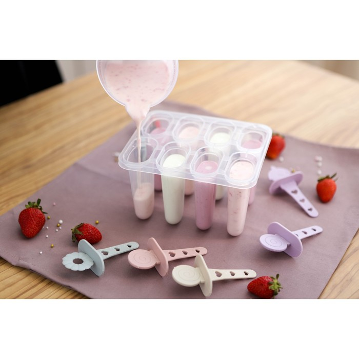 Форма для мороженого Доляна «Леденец», 15×12×12 см, 8 ячеек, цвет МИКС Форма для мороженого Доляна «Леденец», 15×12×12 см, 8 ячеек, цвет МИКС