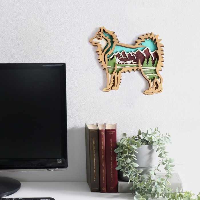 Панно интерьерное дерево  Панно интерьерное дерево "Лайка. Горы и леса" 17х14,2 см