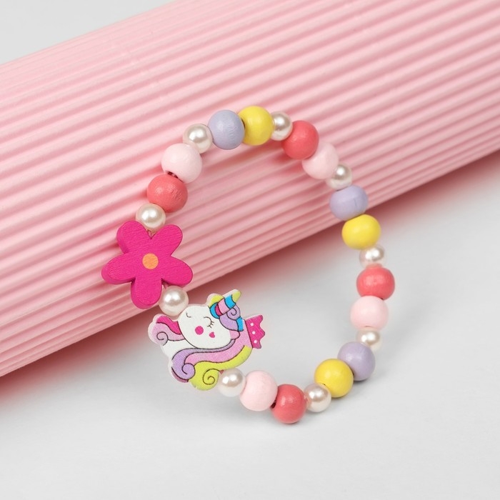Браслет детский «Выбражулька» единорожка-принцесса с цветком, цветной Браслет детский «Выбражулька» единорожка-принцесса с цветком, цветной