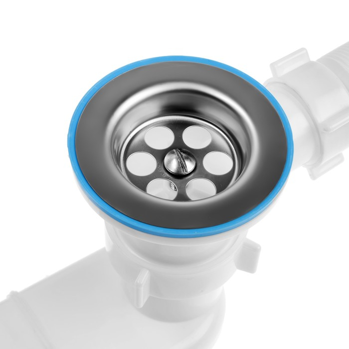 Сифон для ванны  Сифон для ванны "АНИ Пласт" Варяг С6050, плоский, 1 1/2" x 40, с выпуском и переливом