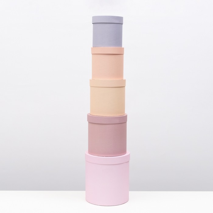 Набор круглых коробок 5 в 1  Набор круглых коробок 5 в 1 "Рассвет" 23 х 23 х 25 - 15 х 15 х 15 см