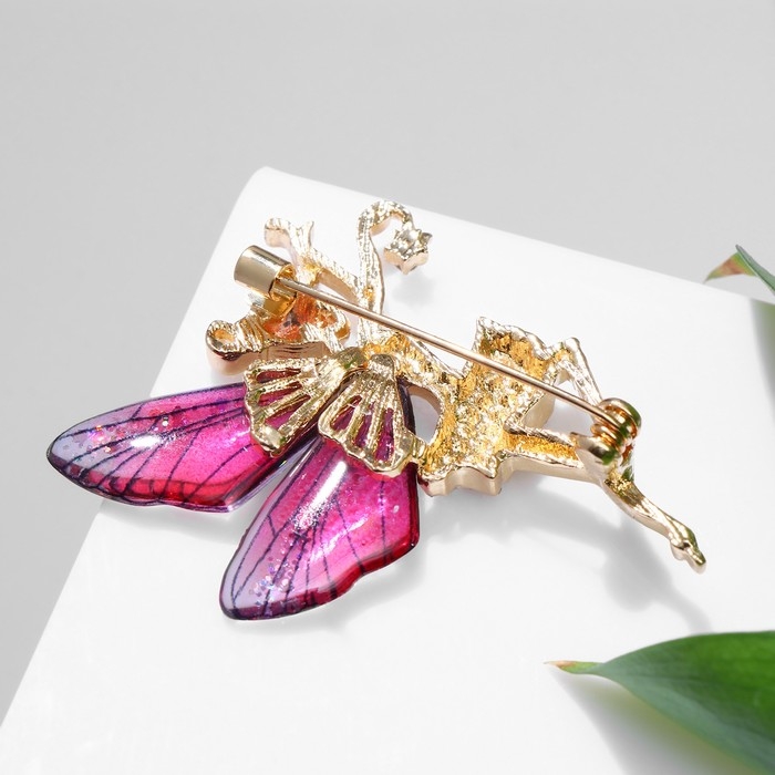 Брошь Брошь "Фея" танцующая, цвет бело-розовый в золоте