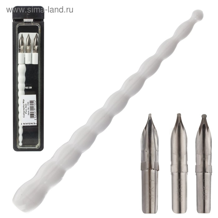 Набор перьев круглых 3 штуки: 1, 1.5, 2 мм + держатель пластиковый, микс RIO Набор перьев круглых 3 штуки: 1, 1.5, 2 мм + держатель пластиковый, микс RIO