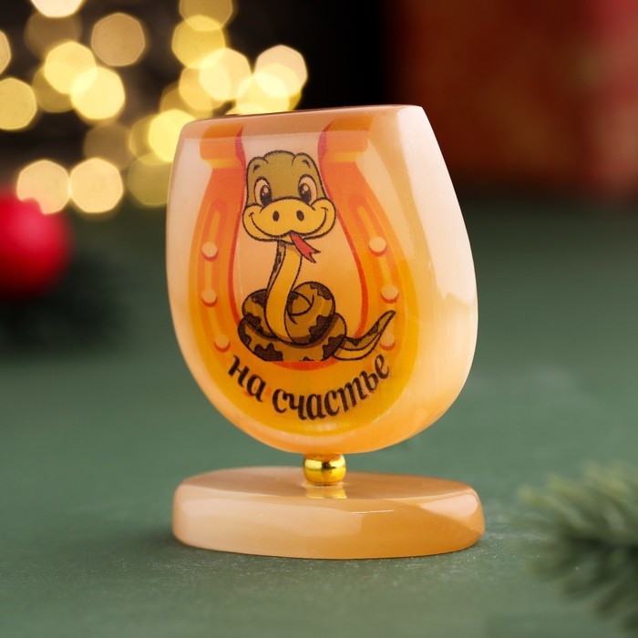 Новый год. Сувенир Новый год. Сувенир "На счастье 2025", подкова на подставке, селенит, 2,5х4,5х6 см