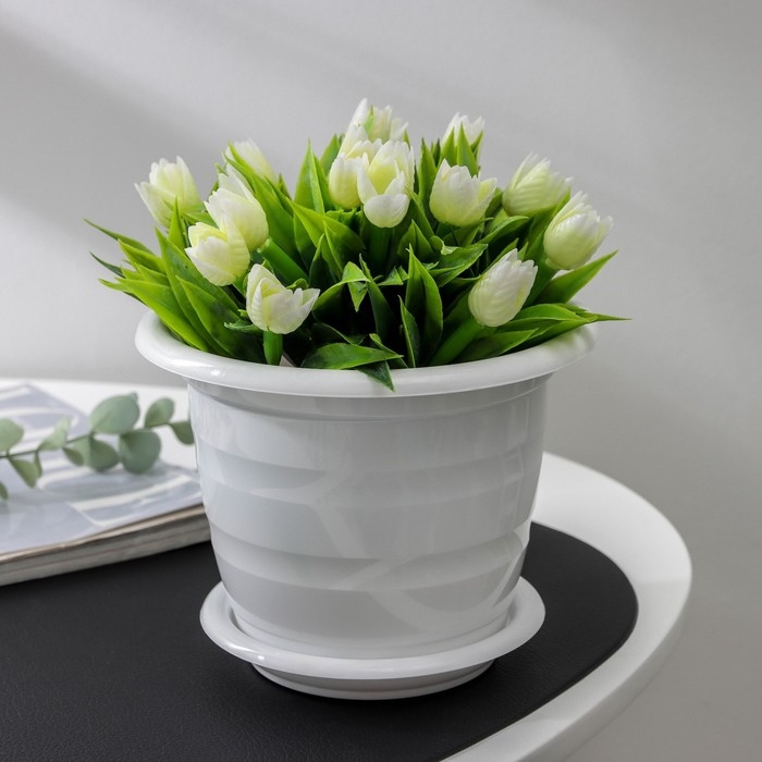 Горшок для цветов с поддоном «Виола», 1 л, пластиклвый, цвет белый Горшок для цветов с поддоном «Виола», 1 л, пластиклвый, цвет белый