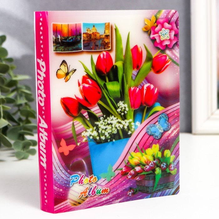 Фотоальбом на 36 фото 10х15 см  Фотоальбом на 36 фото 10х15 см "Цветочник" МИКС 16,5х12,5х1,5 см