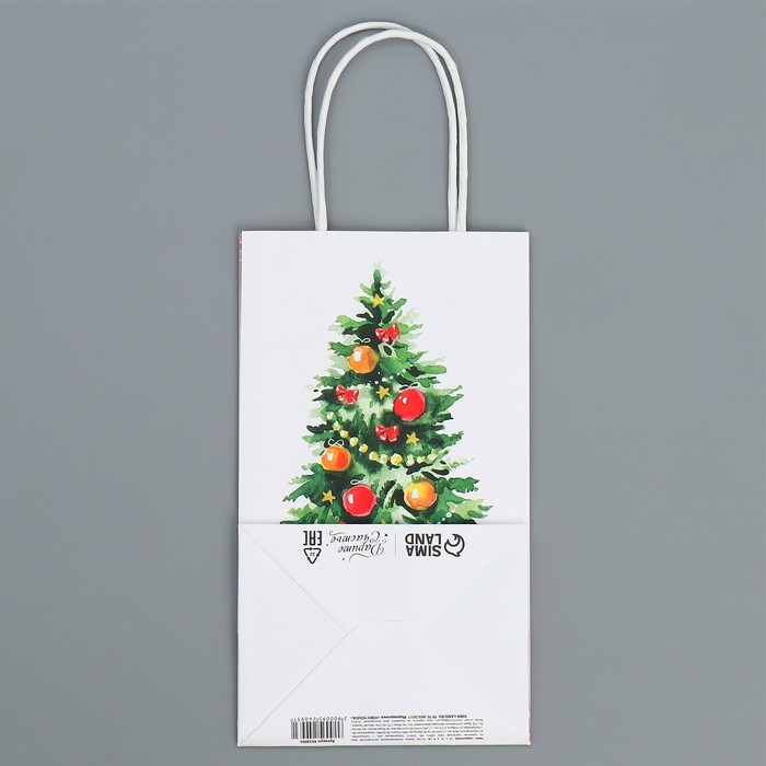Пакет подарочный новогодний крафтовый «Уют в доме», 12 х 21 х 9 см, Новый год Пакет подарочный новогодний крафтовый «Уют в доме», 12 х 21 х 9 см, Новый год