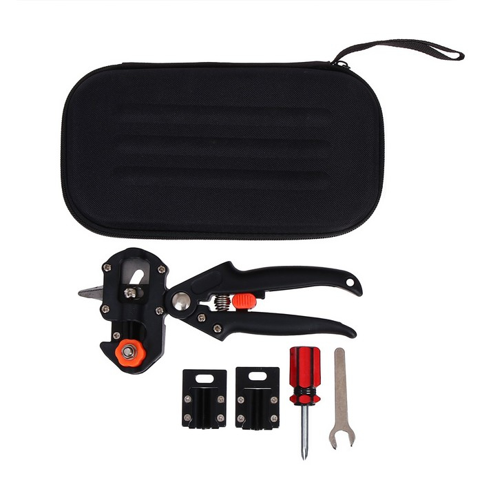 Набор профессиональный: секатор прививочный, 2 насадки, отвёртка, гаечный ключ, в чехле, Greengo Набор профессиональный: секатор прививочный, 2 насадки, отвёртка, гаечный ключ, в чехле, Greengo