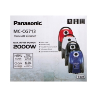 Пылесос PANASONIC MC-CG713R, мешок, 2000 Вт, 6 л, 65 дБ, шнур 5 м, красный