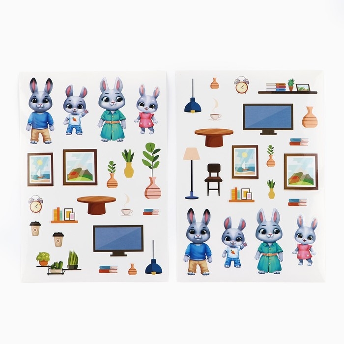 Наклейки детские c раскраской «Уютный дом», 42 шт, 14.5 х 21 см Наклейки детские c раскраской «Уютный дом», 42 шт, 14.5 х 21 см