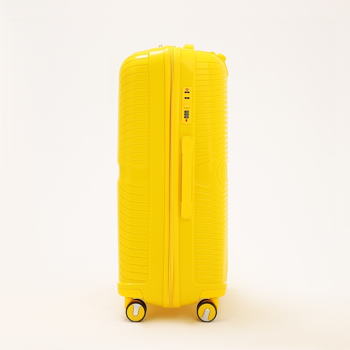 Чемодан большой 100 л (L), отдел на молнии, кодовый замок, 4 колеса, цвет жёлтый Чемодан большой 100 л (L), отдел на молнии, кодовый замок, 4 колеса, цвет жёлтый