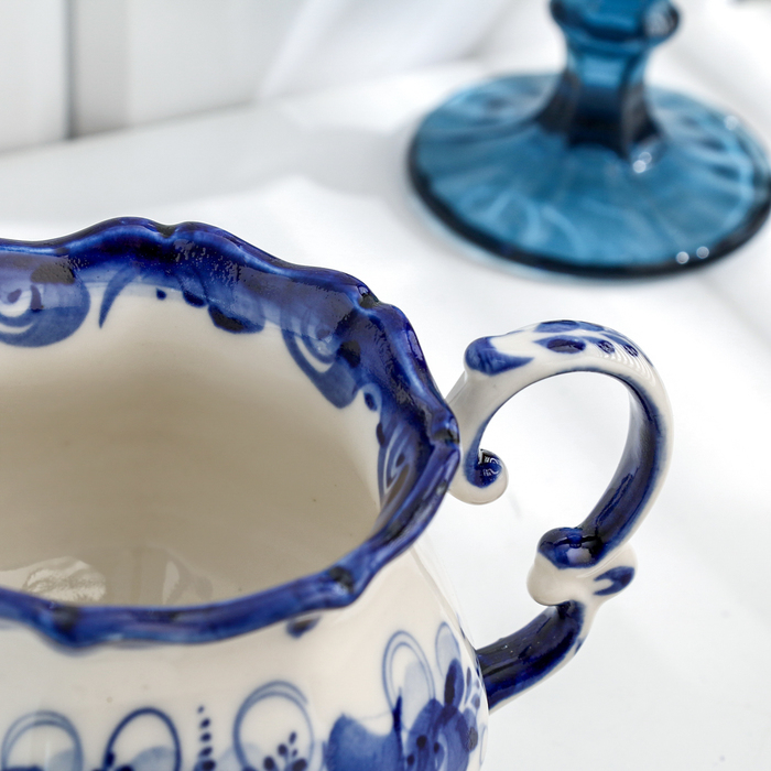 Чайная пара Чайная пара "Элиза", гжель, фарфор, 400 мл, 10х10 см