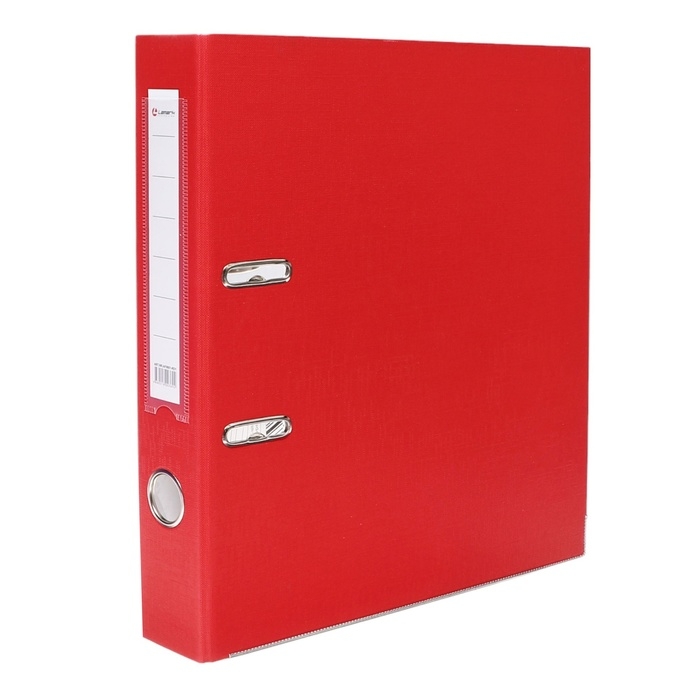 Папка-регистратор А4, 50 мм, Calligrata, ПВХ, тиснение Папка-регистратор А4, 50 мм, Calligrata, ПВХ, тиснение "лен", металлическая окантовка, карман на корешок, собранная, красная, микс