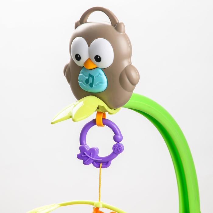 Мобиль музыкальный на кроватку «Тропический лес. Совушка», 3 игр., на батарейках, съемный муз.блок Мобиль музыкальный на кроватку «Тропический лес. Совушка», 3 игр., на батарейках, съемный муз.блок