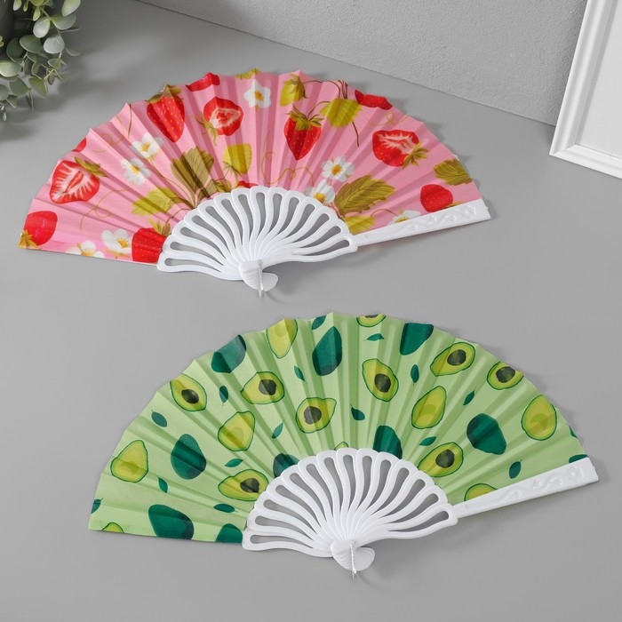 Веер пластик, текстиль  Веер пластик, текстиль "Летнее настроение" МИКС 23 см