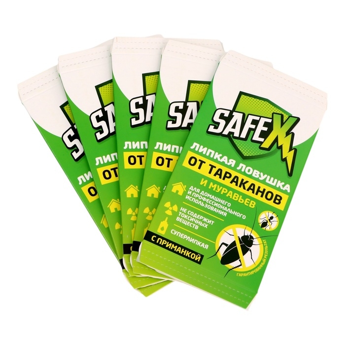 Ловушка-домик клеевая с приманкой, от тараканов и муравьев SAFEX, 5 шт Ловушка-домик клеевая с приманкой, от тараканов и муравьев SAFEX, 5 шт