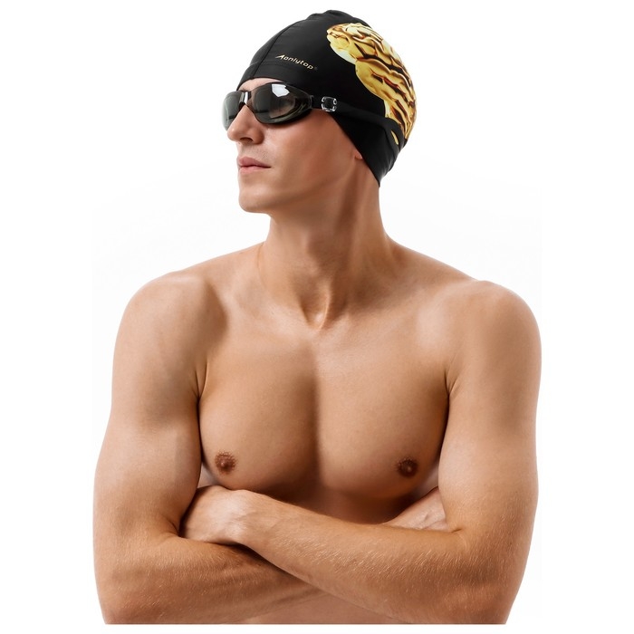 Шапочка для плавания ONLYTOP, тканевая, обхват 54-60 см, цвет чёрный Шапочка для плавания ONLYTOP, тканевая, обхват 54-60 см, цвет чёрный