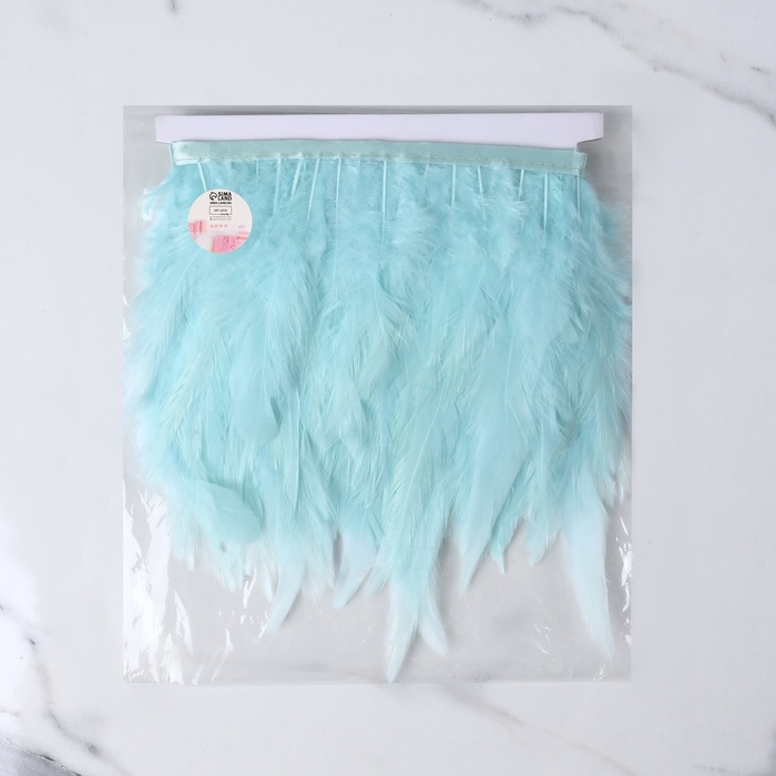 Тесьма с перьями петуха, 10-15 см, 5 ± 0,5 м, цвет мятный Тесьма с перьями петуха, 10-15 см, 5 ± 0,5 м, цвет мятный