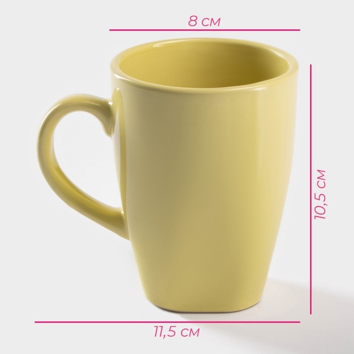 Кружка керамическая Доляна «Пастель», 280 мл, цвет жёлтый Кружка керамическая Доляна «Пастель», 280 мл, цвет жёлтый