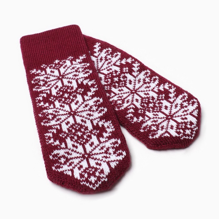 Варежки женские, цвет бордовый, размер 18 Варежки женские, цвет бордовый, размер 18