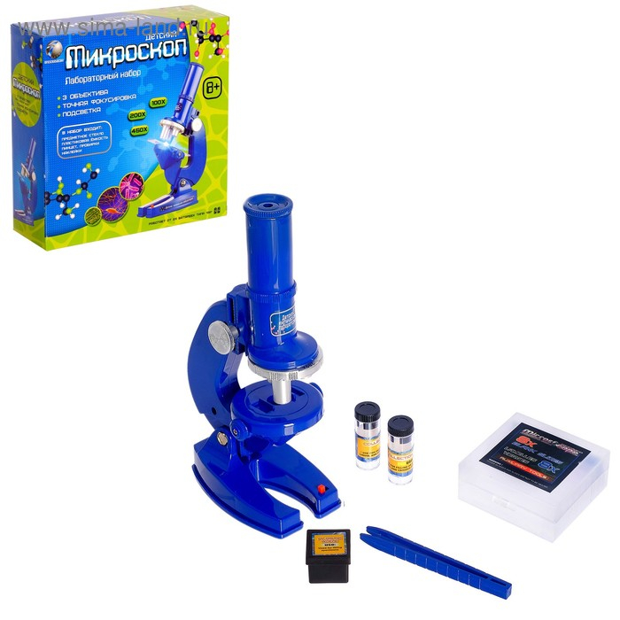 Микроскоп детский: 3 объектива, фокусировка, подсветка Микроскоп детский: 3 объектива, фокусировка, подсветка