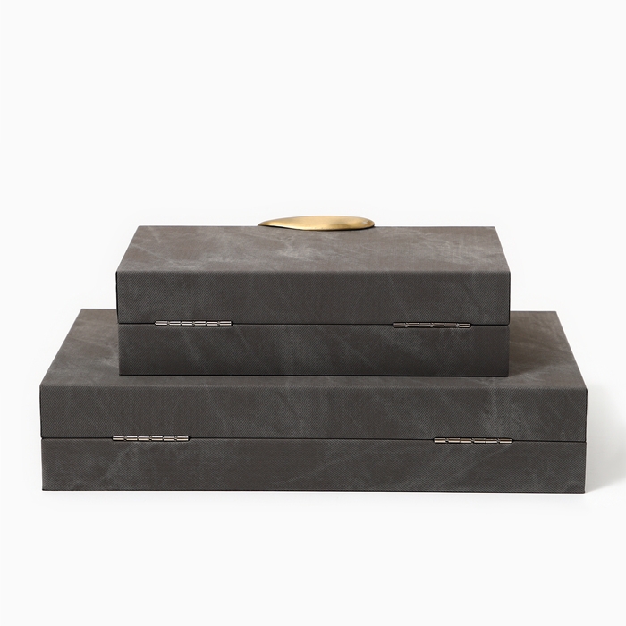 Шкатулка для украшений «Серый мрамор» экокожа, набор 2 шт. Шкатулка для украшений «Серый мрамор» экокожа, набор 2 шт.