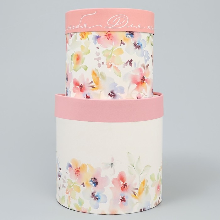 Набор шляпных коробок 2 в 1, упаковка подарочная, «Акварельные цветы», 13 х 13 см, 16 х 16 см Набор шляпных коробок 2 в 1, упаковка подарочная, «Акварельные цветы», 13 х 13 см, 16 х 16 см