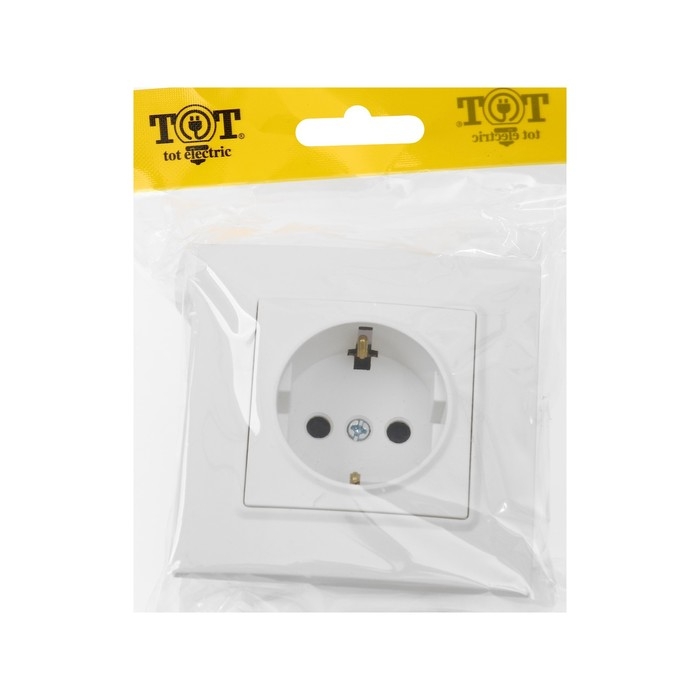 Розетка одноместная TOT Elegant, 16 А, скрытая, с з/к, белая Розетка одноместная TOT Elegant, 16 А, скрытая, с з/к, белая