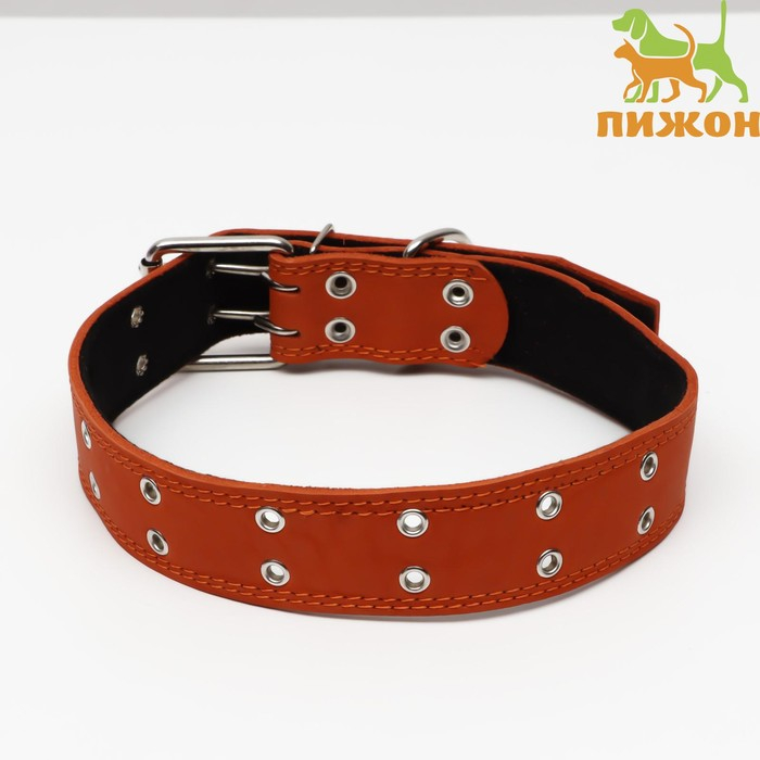 Ошейник кожаный на синтепоне, безразмерный, 83 х 4.5 см, ОШ 20-71 см, оранжевый Ошейник кожаный на синтепоне, безразмерный, 83 х 4.5 см, ОШ 20-71 см, оранжевый