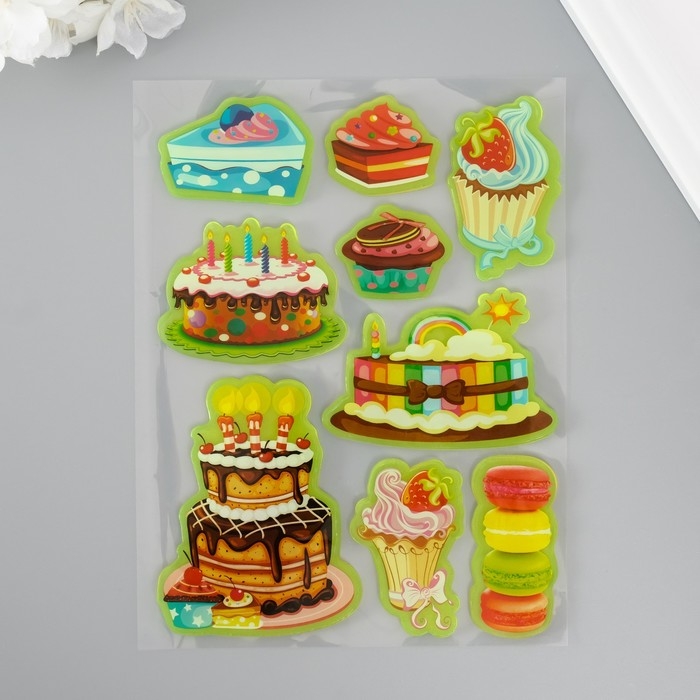 Наклейка силикон на стекло фосфорная Наклейка силикон на стекло фосфорная "Сладости" 20х16 см