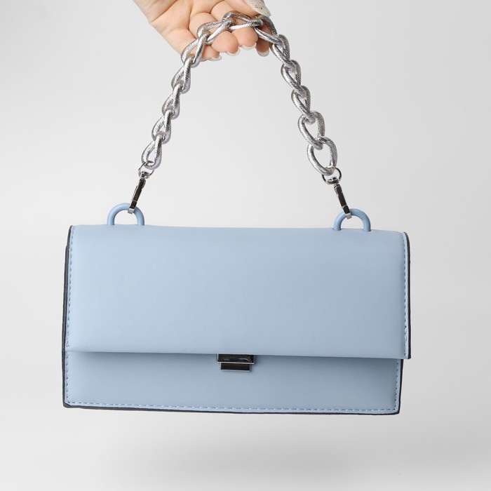 Цепочка для сумки, с карабинами, металлическая, ребристая, 27 × 20 мм, 30 см, цвет серебряный