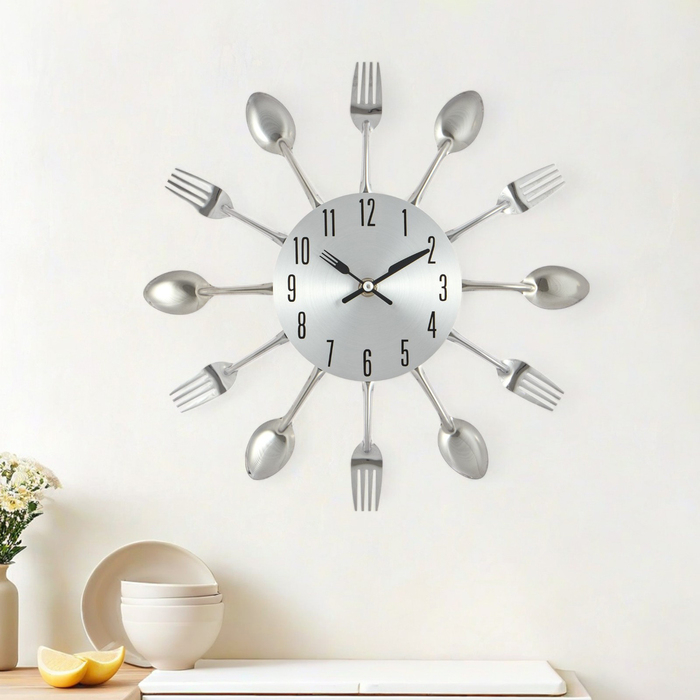 Часы настенные, серия: Кухня, Часы настенные, серия: Кухня, "Столовые приборы", дискретный ход, d-31 см, циферблат 13.5 см