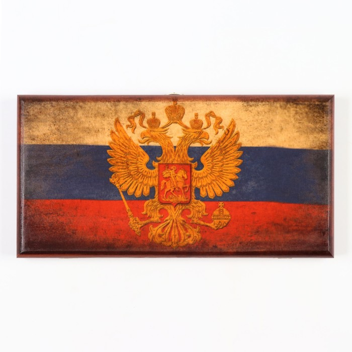 Нарды деревянные большие, настольная игра Нарды деревянные большие, настольная игра "Герб России", 40 х 40 см, с шашками