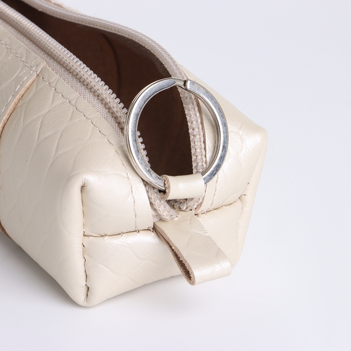 Ключница, TEXTURA, 12,5х4,5х3,5 см, на молнии, кольцо, питон молочный 130 Ключница, TEXTURA, 12,5х4,5х3,5 см, на молнии, кольцо, питон молочный 130